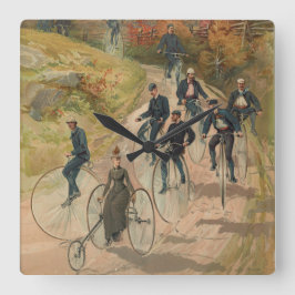 Andando de bicicleta ~ Relógio de Parede Quadrado