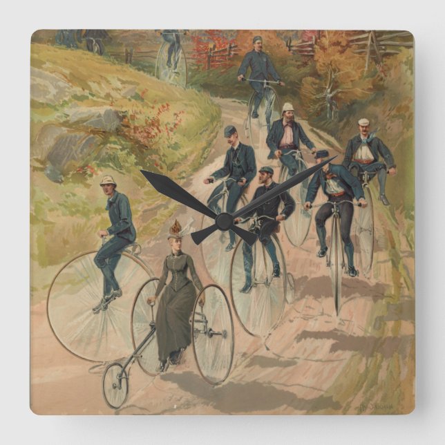 Andando de bicicleta ~ Relógio de Parede Quadrado (Frente)