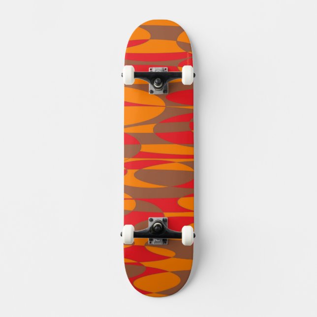 Andar de skate laranja, vermelho e castanho (Frente)