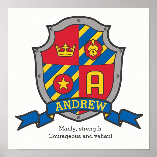 Andrew boys name significa heraldry shield poster (Frente)