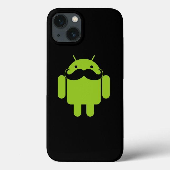 Android Robot Mustache on Black (Verso)