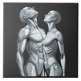 Android Union: Cyborg Couple Ceramic Tile Art