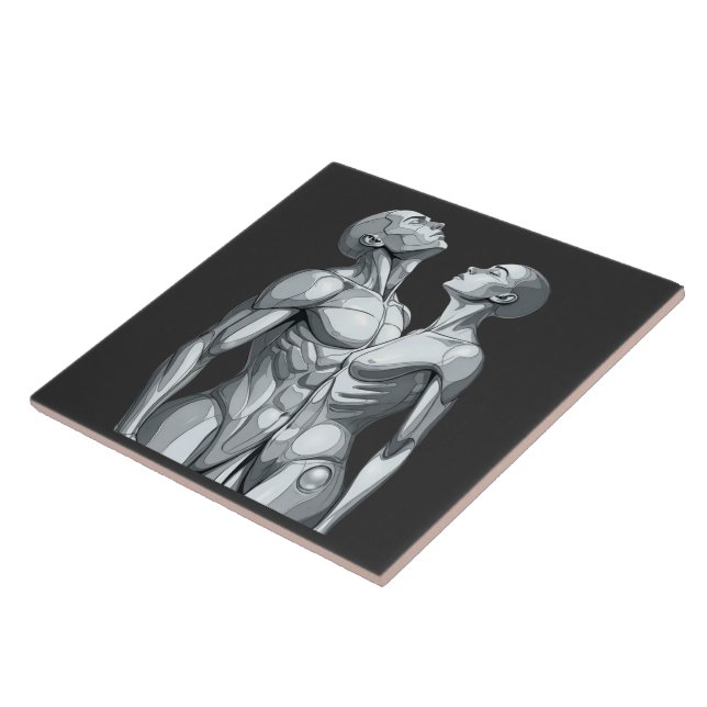 Android Union: Cyborg Couple Ceramic Tile Art (Lateral)