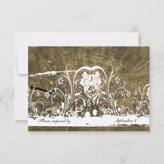 Anéis de Árvore Shabby Lace rsvp com envelopes (Frente)