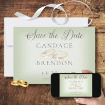Anéis de Casamento Dourado na Sage Salve o Cartão