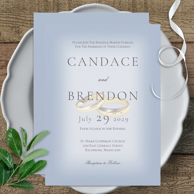Anéis de Casamento Dourado no Convite de Casamento (Criador carregado)