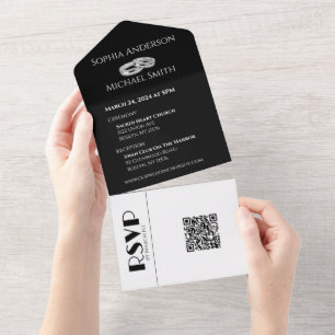 Anéis de Casamento Preto e Branco-
