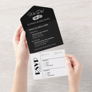 Anéis de Casamento Preto e Branco-