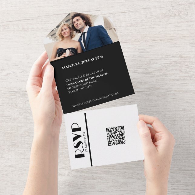 Anéis de Casamento Preto e Branco - Tudo em Um I (Aba destacável)