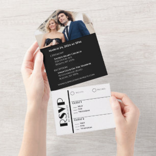Anéis de Casamento Preto e Branco - Tudo em Um I