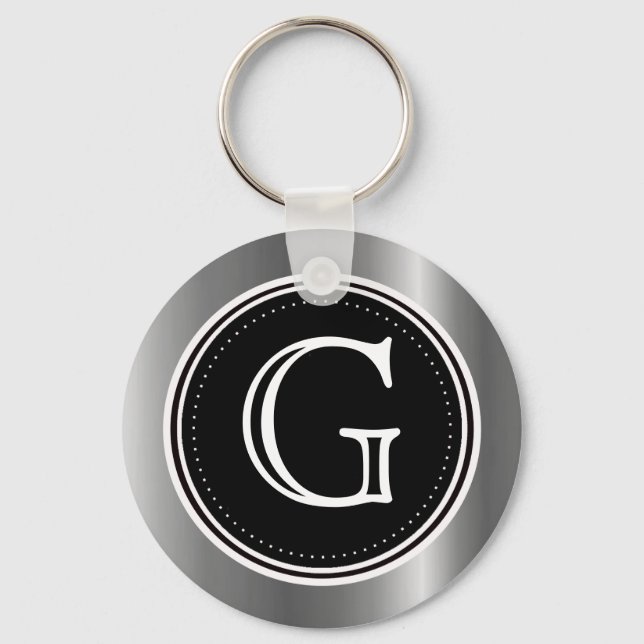 Anéis de chave Chaveiro de monograma triplo pratea (Frente)