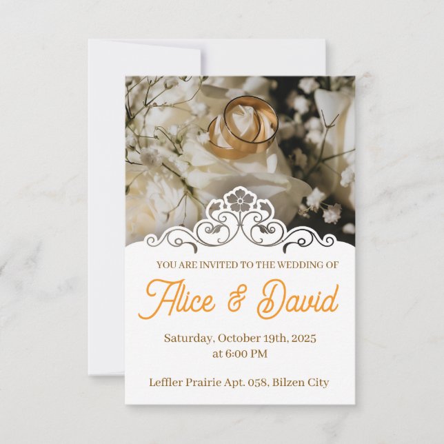 Anéis de Convite para Casamento de Fotos Brancas S (Frente)