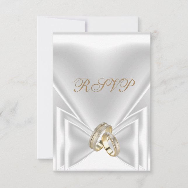 Anéis de RSVP de casamento elegante em ouro branco (Frente)