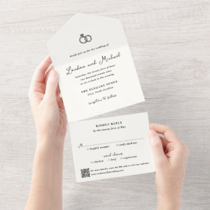 Anéis Desenhados à Mão Código QR Doodle Casamento 