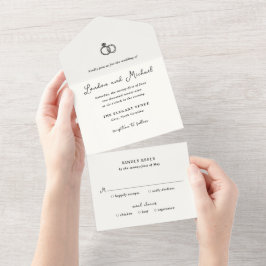 Anéis Desenhados à Mão Doodle Casamento Moderno