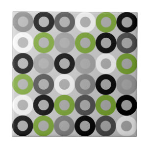 Anéis Geométricos Retro Verde Cinza Preto Meados d