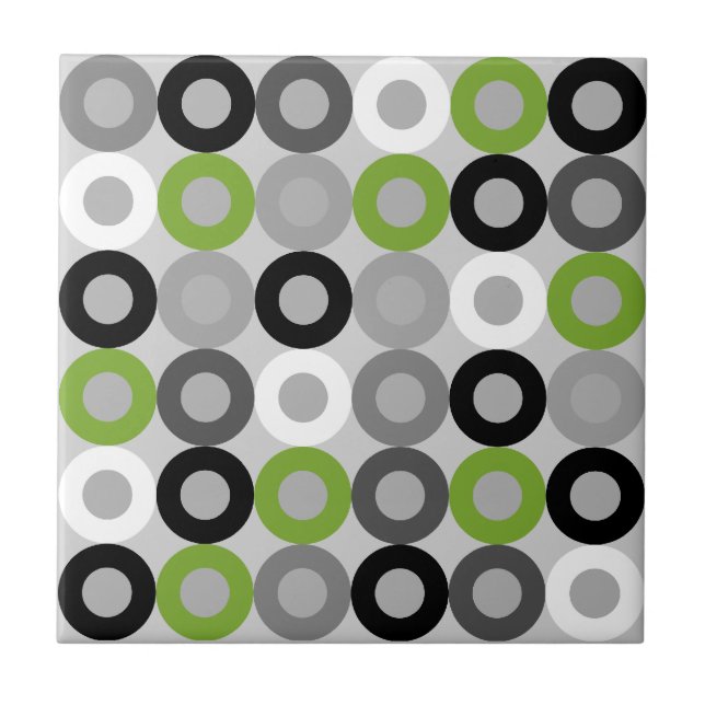 Anéis Geométricos Retro Verde Cinza Preto Meados d (Frente)