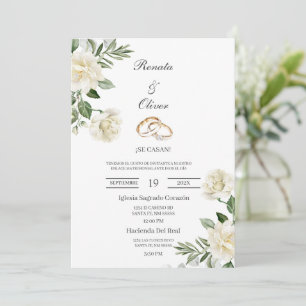 Anel de casamento com fluxo branco Convite de casa