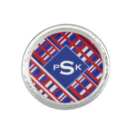 Anel Xadrez Patriot Vermelho e Azul