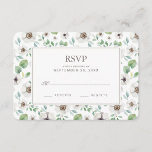 Anêmona branca floral da aguarela   - RSVP Weddin