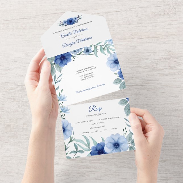 Anêmona Floral Azul e Verde | (Aba destacável)