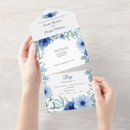 Anêmona Floral Azul e Verde |