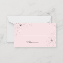 Anêmona no cartão de lugar dobrado Rosa Pálida