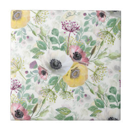 Anêmonas cor-de-rosa, brancas e amarelas.