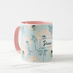 Anêmonas cor-de-rosa. caneca