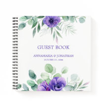 Anêmonas Puras de Aquarela Floral Guest Book