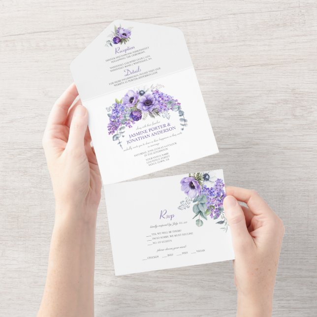 Anêmonas Roxas e Brancas, Lilases Roxos Floral | (Aba destacável)