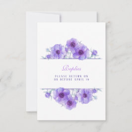 Anemone branco roxo Casamento floral Resposta QR R