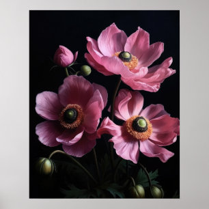 Anemone rosa Flores Impressão