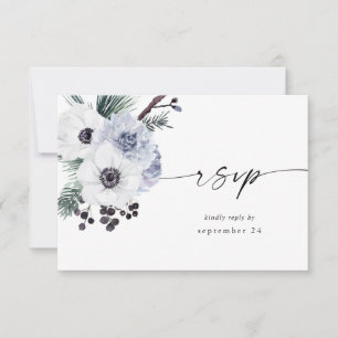 Anemone Winter White Floral w RSVP Card de Refeiçã