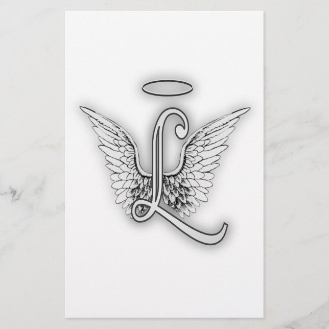 Angel Alphabet L - Letra inicial Wings Halo (Frente)
