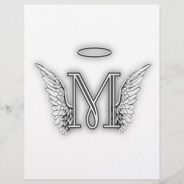 Angel Alphabet M - Letra inicial Wings Halo (Frente)