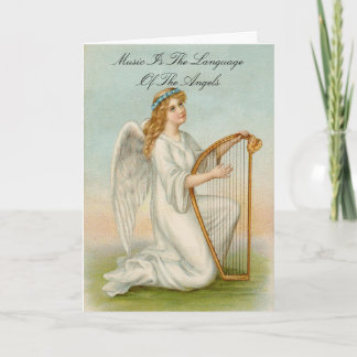 Angel Com Cartão De Saudação De Aniversário Harp