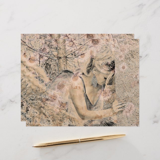 Angel Elegant Boho Floral Antiquado Sepia (Frente/Verso In Situ)