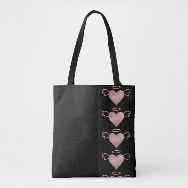 Angel Heart Tote Bag Black and Pink (Frente)
