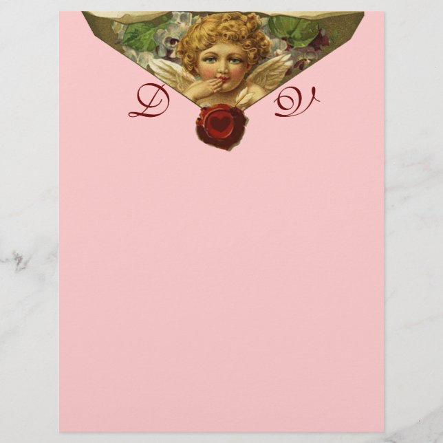 ANGEL HEART WAX SEAL Monograma cor-de-rosa (Frente)