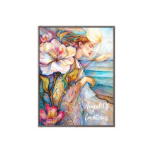 Angel Of Emotions Turquoise Stretered Canvas Print