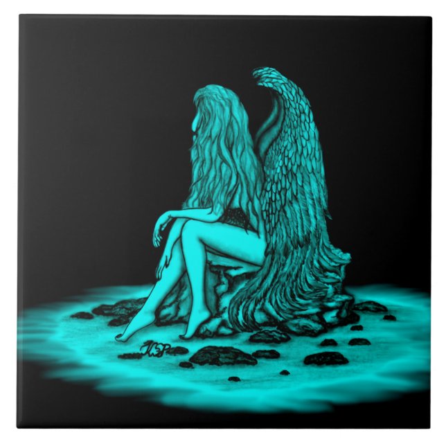 Angel, perdido no pensamento, Design preto e verde (Frente)