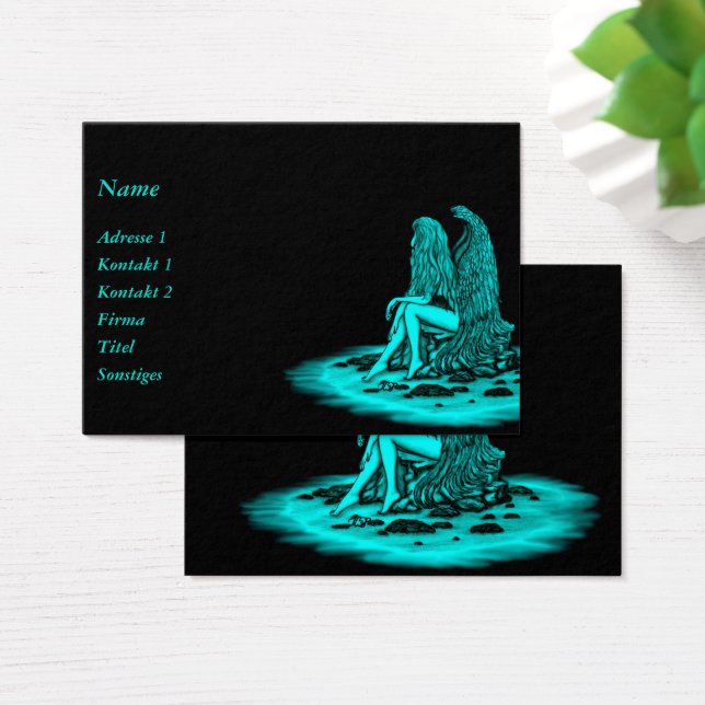 Angel, perdido no pensamento, Design preto e verde (Mesa)