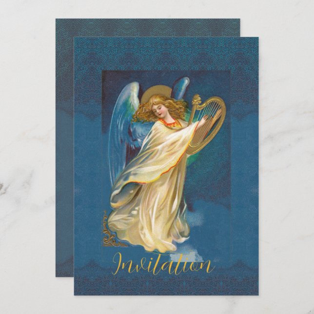 Angel Tocando Música Em Um Harp (Frente/Verso)
