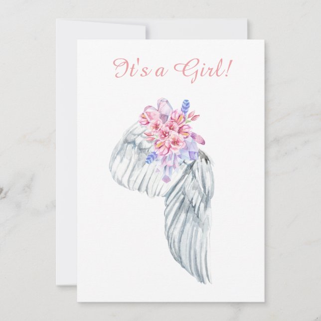 ~ Angel Wing Feather Crystals Chá Convite (Frente)