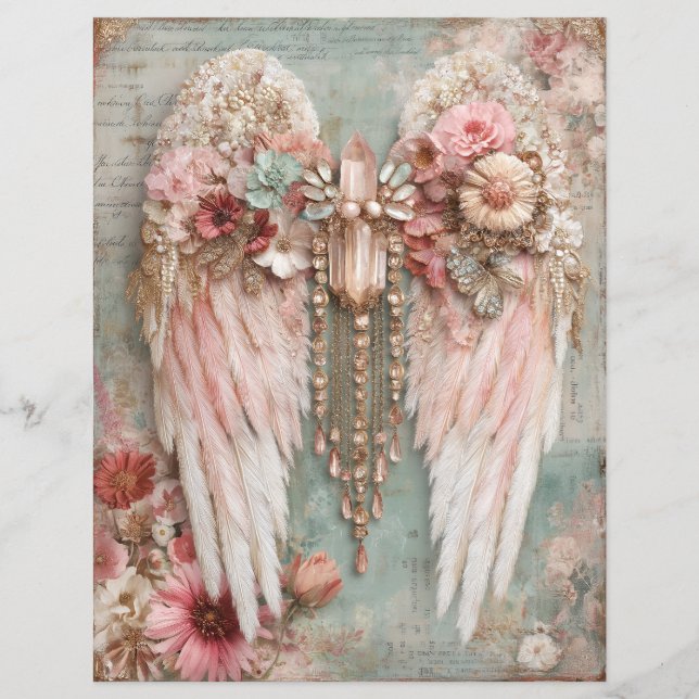 Angel Wings Junk Journal Scrapbook Paper (Frente)