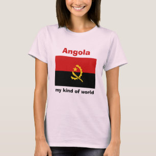 Angola Flag + Mapa + Texto - Camisa