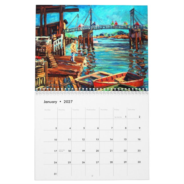 Angra de Perkins, Ogunquit, calendário de parede (Jan 2027)