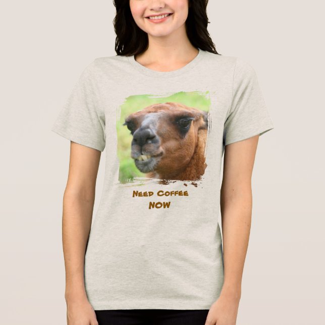 Angry Llama Need Coffee Humor Funny  (Frente)