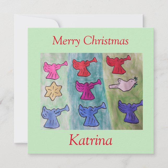 Ângulos com trompetes Cartão de Natal Simples (Frente)